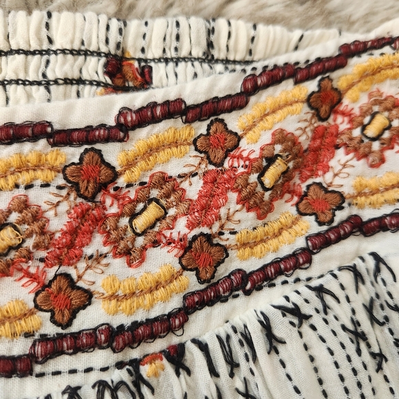 Free People Grasslands Embroidered Harem Pant Set Ivory Women's Size Large - Picture 5 of 14